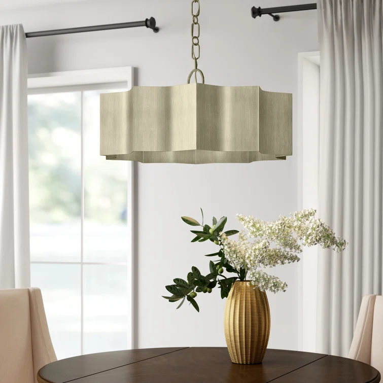 Carney 3 Light Metal Dimmable Scalloped Chandelier