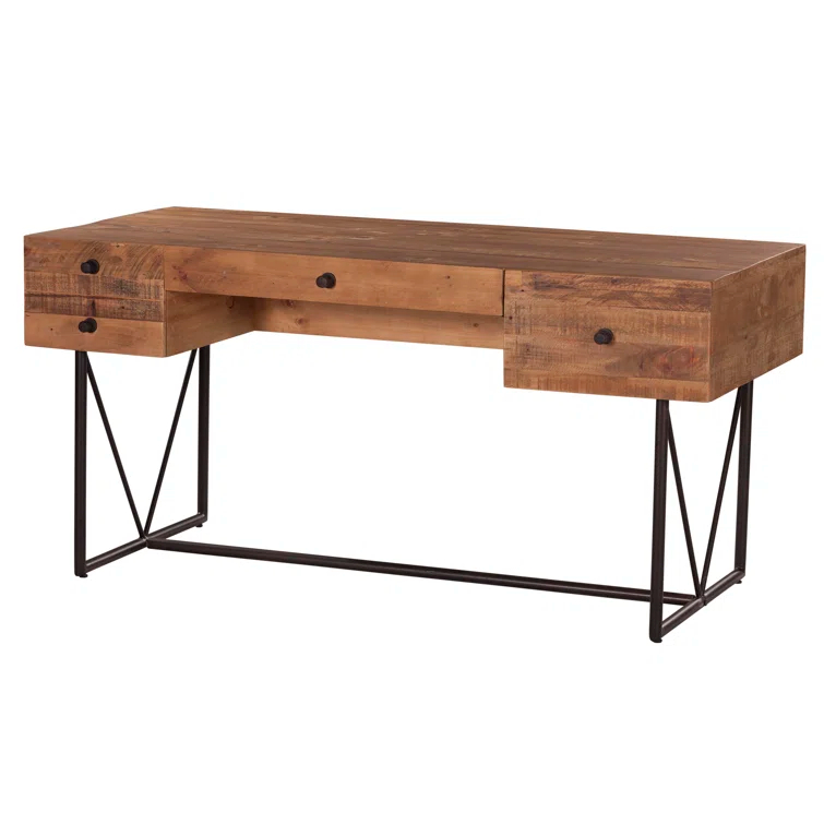 Moe's Home Collection Orchard Wood Writing Desk with Steel Base in Natural