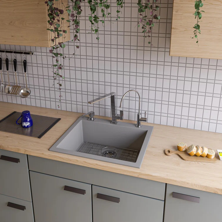 23.63'' L Drop-In Single Bowl Granite Kitchen Sink