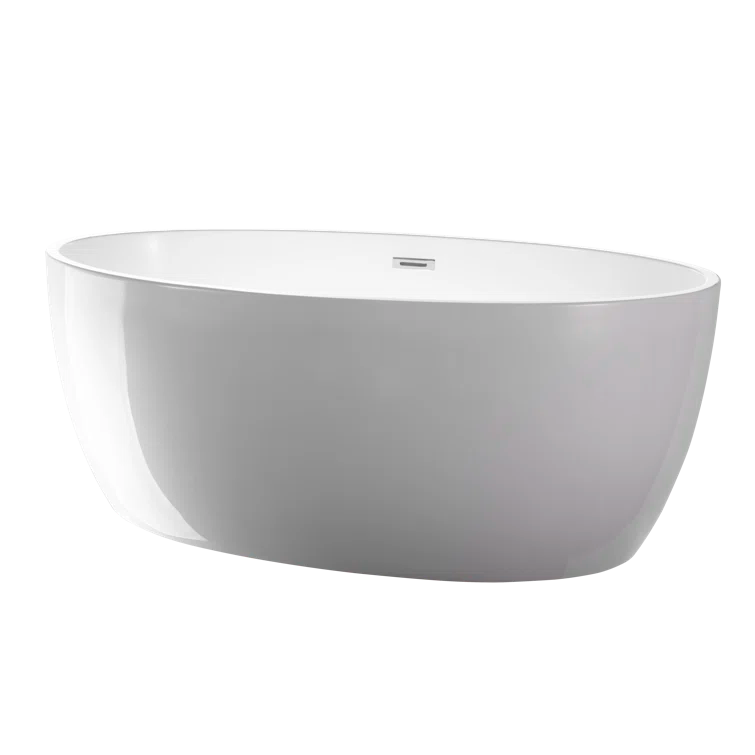 Vanity Art 59" X 32" White Acrylic Freestanding Bathtub
