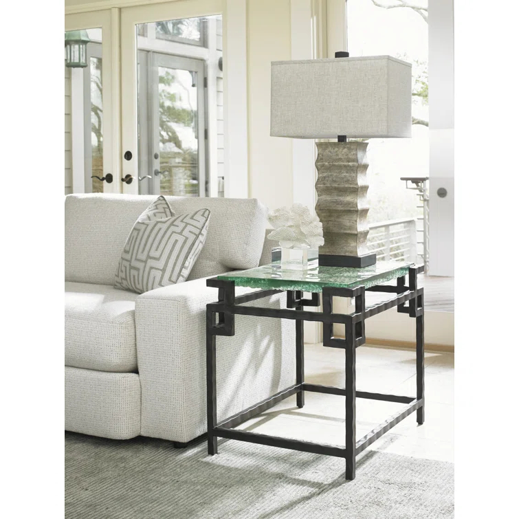 Island Fusion Hermes Reef Glass Top End Table