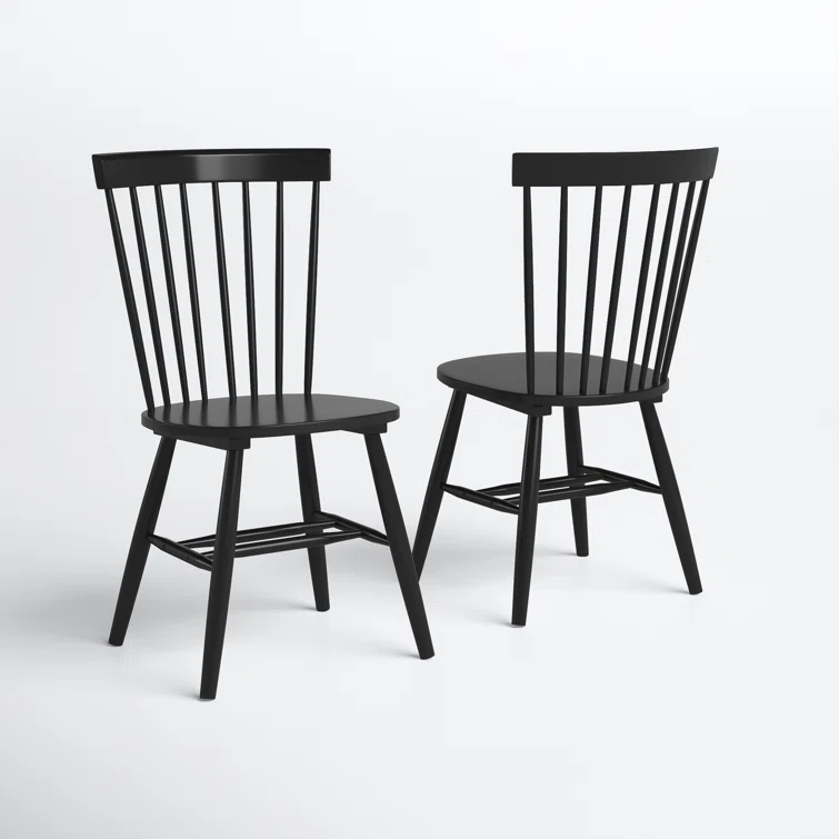 Transitional Black Oak Windsor Side Chair Set of 2