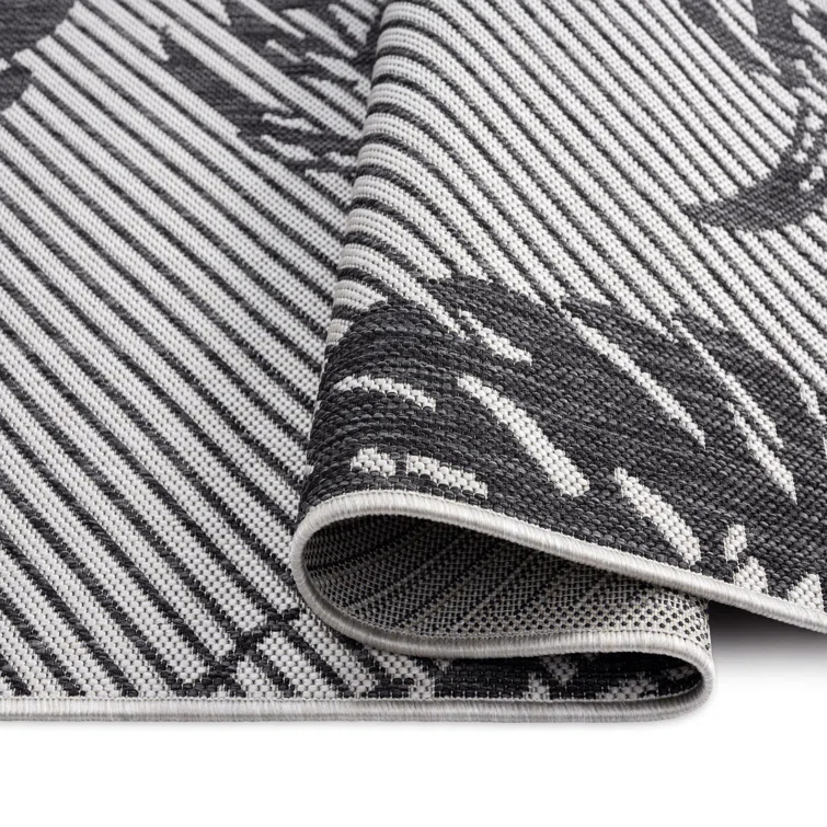 Tommy Bahama Palm Coastal Indoor/Outdoor Area Rug, Charcoal Gray