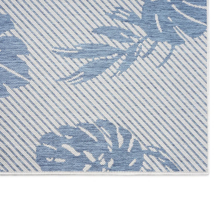 Tommy Bahama Palm Coastal Indoor/Outdoor Area Rug, Silver/Blue