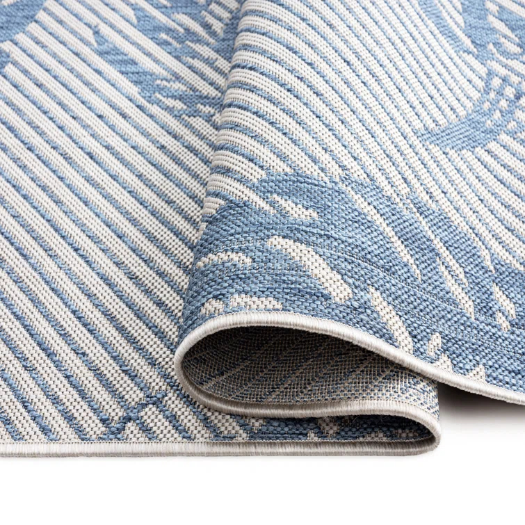 Tommy Bahama Palm Coastal Indoor/Outdoor Area Rug, Silver/Blue
