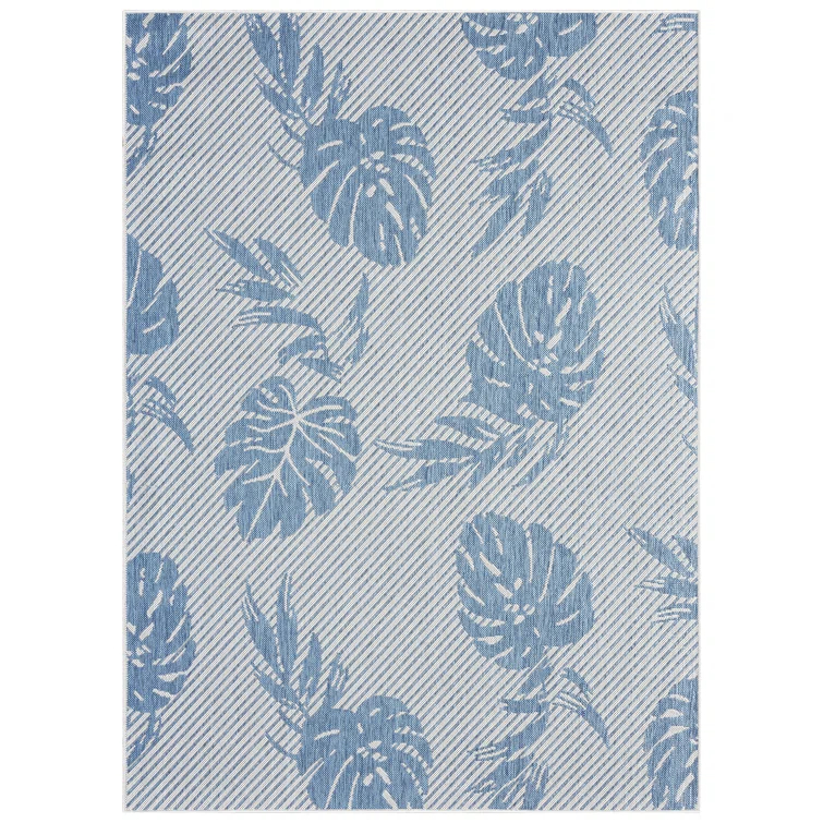 Tommy Bahama Palm Coastal Indoor/Outdoor Area Rug, Silver/Blue