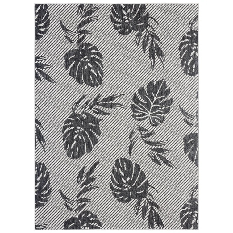 Tommy Bahama Palm Coastal Indoor/Outdoor Area Rug, Charcoal Gray