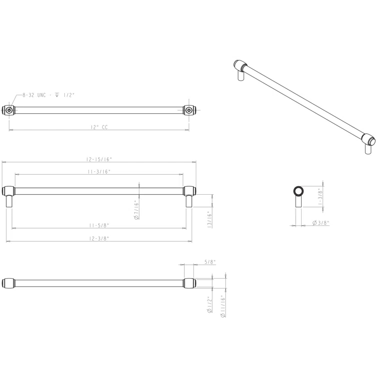 305 Mm Center-To-Center Matte Black Hayworth Cabinet Bar Pull