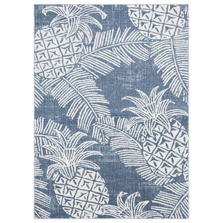 Tommy Bahama Malibu Pineapple Coastal Indoor/Outdoor Area Rug, Navy/Ivory