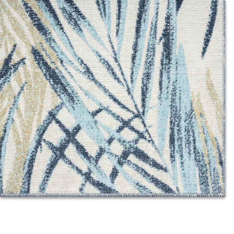 Tommy Bahama Malibu Palm Springs Coastal Indoor/Outdoor Area Rug, Ivory/Aqua Blue