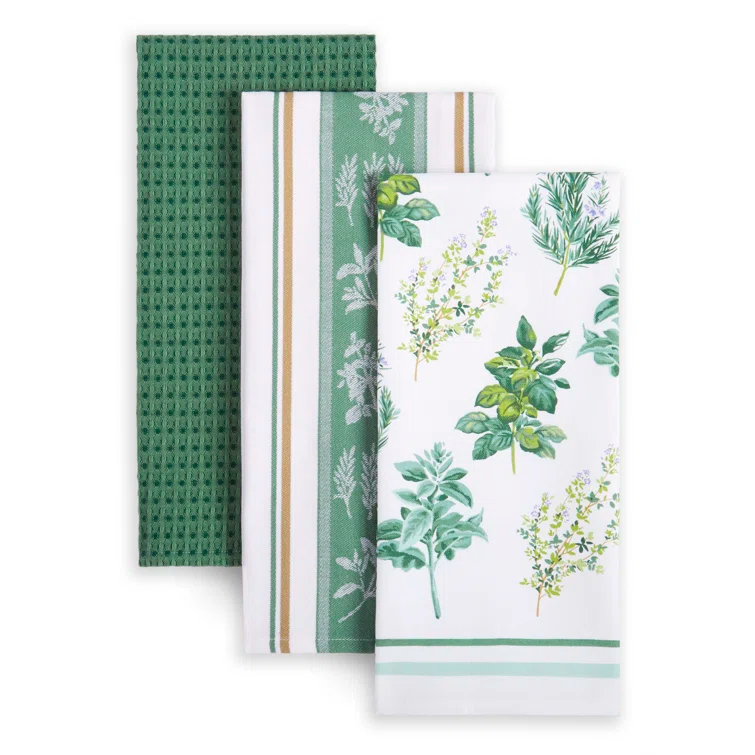 Martha Stewart Herbs Lint-Free Kitchen Towel 3-Pack Set & Reviews | Wayfair