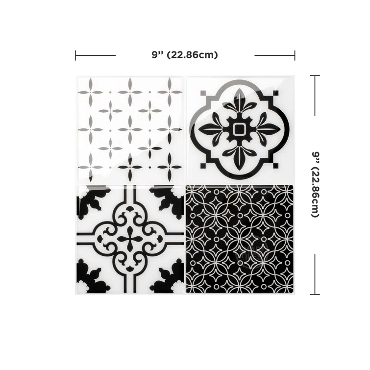 Peel and Stick Gel Backsplash Tile Vintage 9'' x 9''