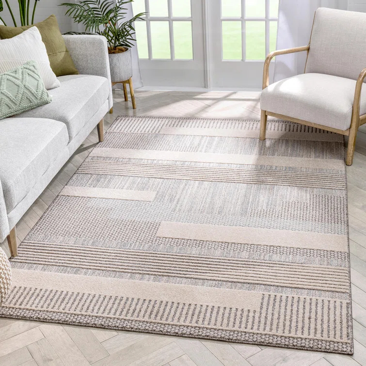 Marcone Briar Tribal Geometric Abstract Beige Looped Pile Rug