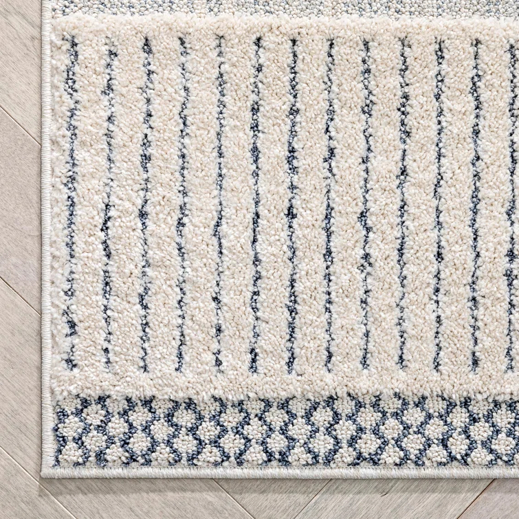 Marcone Briar Tribal Geometric Abstract Light Blue Looped Pile Rug