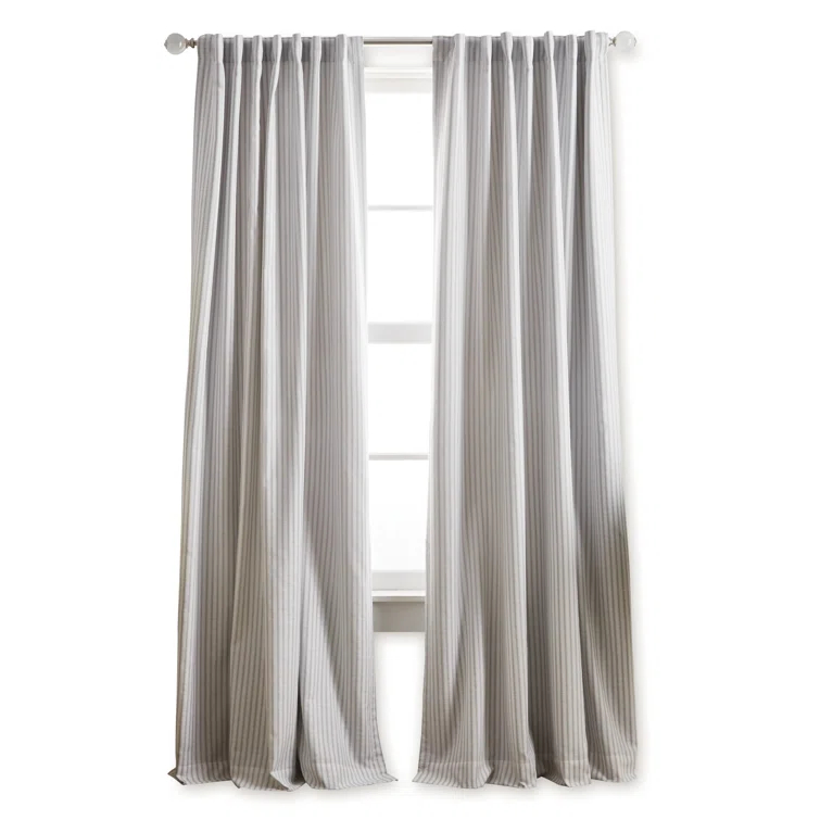 Martha Stewart Ticking Cotton Blend Striped Blackout Rod Pocket Curtain Panels & Reviews | Wayfair