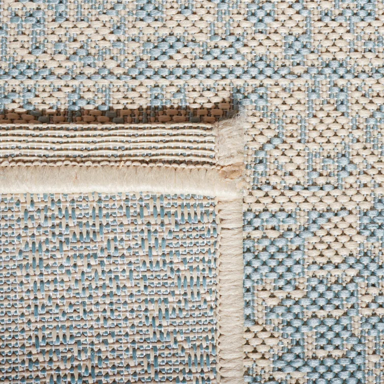 Danya Cream/Aqua Indoor/Outdoor Area Rug