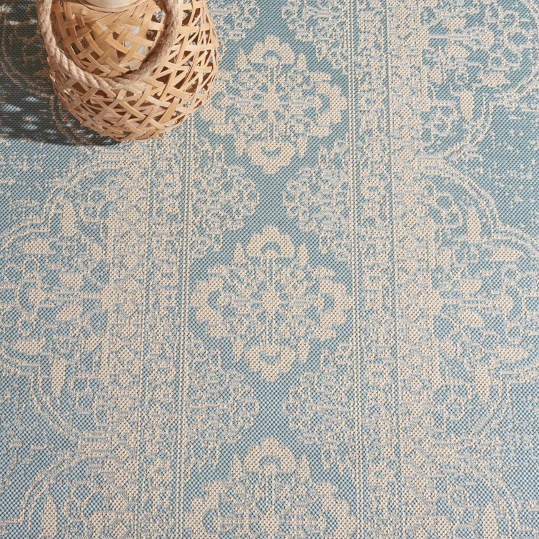 Danya Cream/Aqua Indoor/Outdoor Area Rug