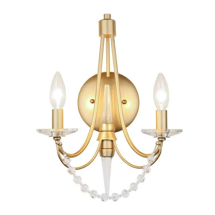 Black and Gold Dimmable Candle Wall Sconce