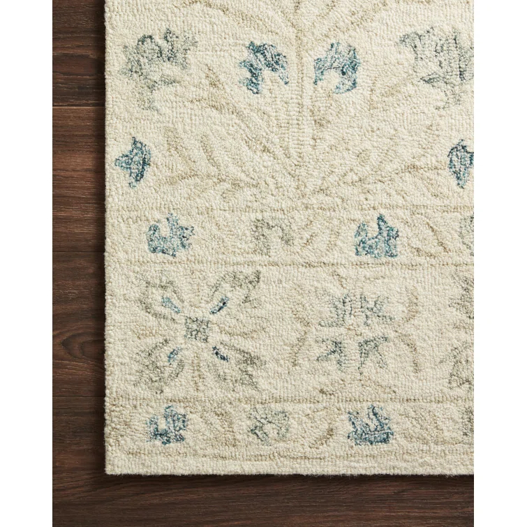 Mcclelland Floral Hand-Hooked Wool Ivory Area Rug