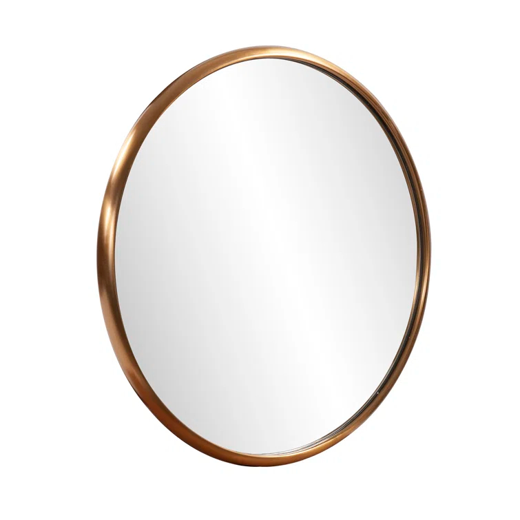 Yorkville Loft-Inspired Brushed Brass Round Wall Mirror, 20" x 20"