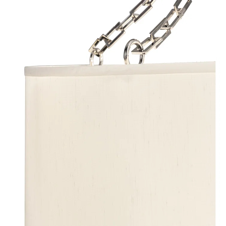 Polished Nickel 4-Light Drum Semi-Flush Mount with Fabric Shade