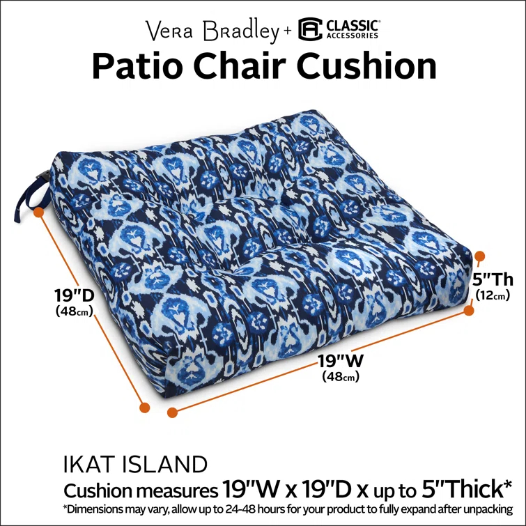 Vera Bradley by Classic Accessories Water-Resistant Patio Chair Cushions