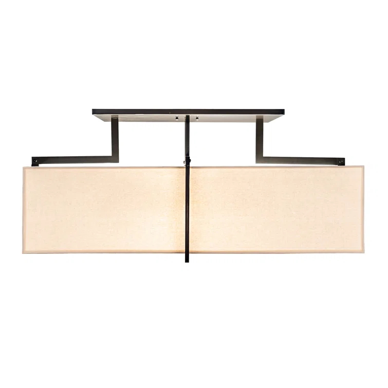 Martis Timeless Bronze 8-Light LED Flush Mount with Cream Linen Shade
