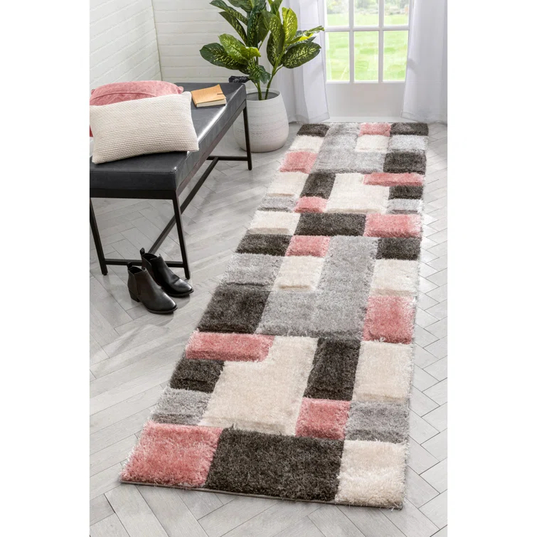 Cobina Geometric Blush/Cream/Black Area Rug
