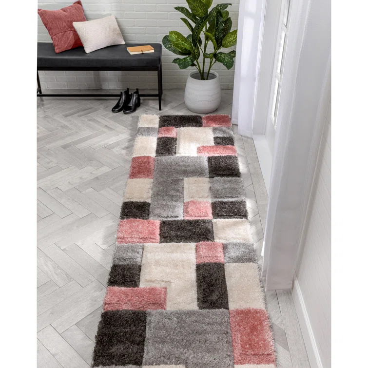 Cobina Geometric Blush/Cream/Black Area Rug