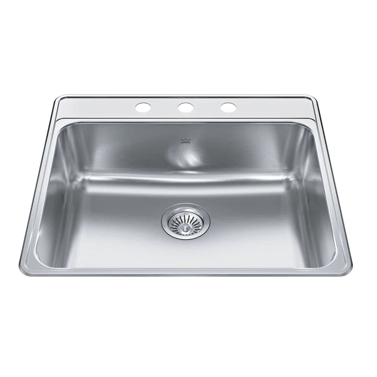 Kindred CSLA2522-8-3CBN Creemore 25'' L Drop-In Single Bowl Stainless Steel Kitchen Sink