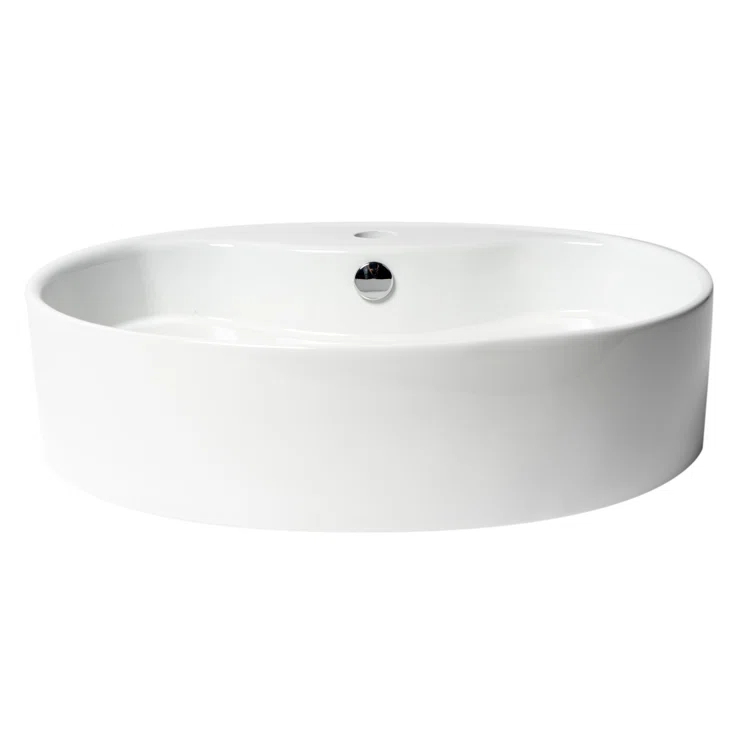 Alfi Brand 18.13'' White No Oval Bathroom Sink with Overflow