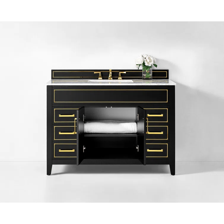 Aspen 48'' Single Bathroom Vanity with Carrara Marble Top