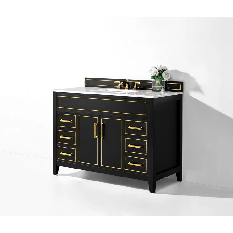 Aspen 48'' Single Bathroom Vanity with Carrara Marble Top