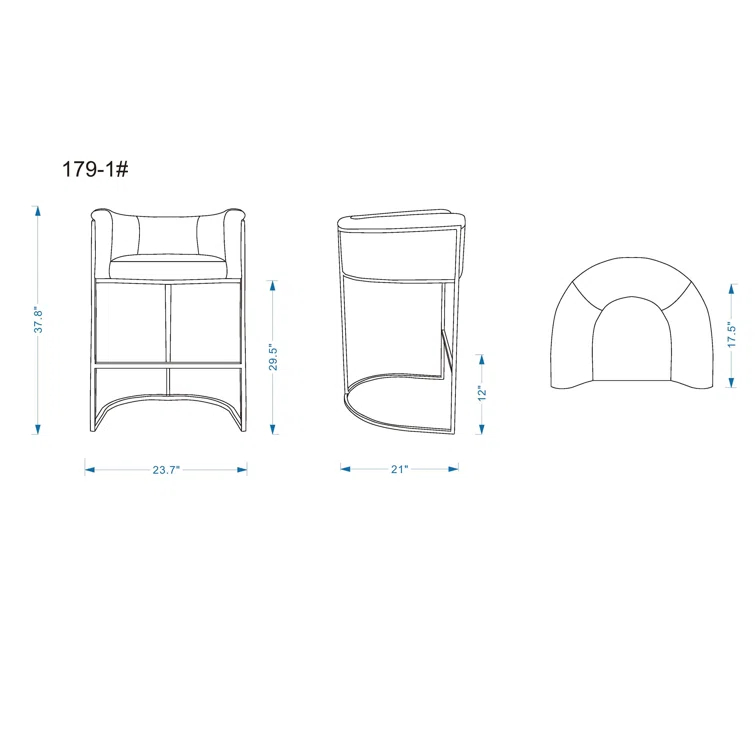 Chainey Upholstered Counter Stool with Metal Frame