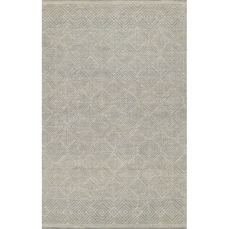 Momeni Mallorca Hand Hooked Wool Geometric Grey Area Rug 3'6" X 5'6"