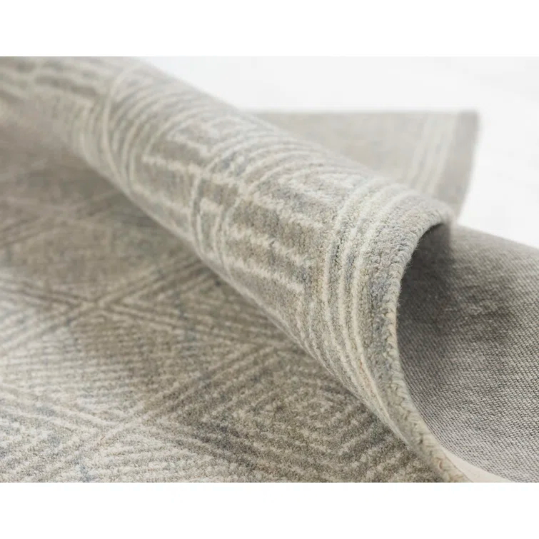 Momeni Mallorca Hand Hooked Wool Geometric Grey Area Rug 3'6" X 5'6"