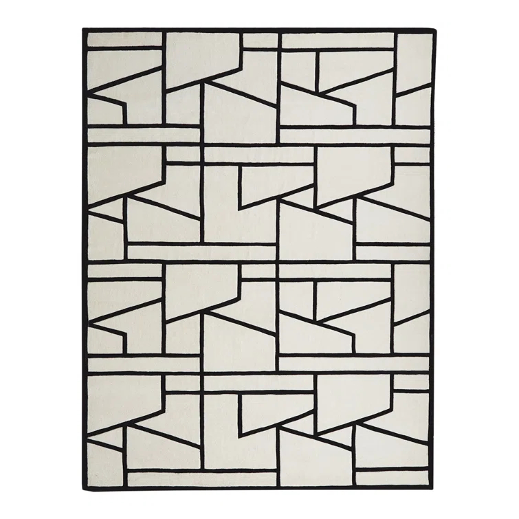 Global Views Zig Zag Rug-Ivory/Black