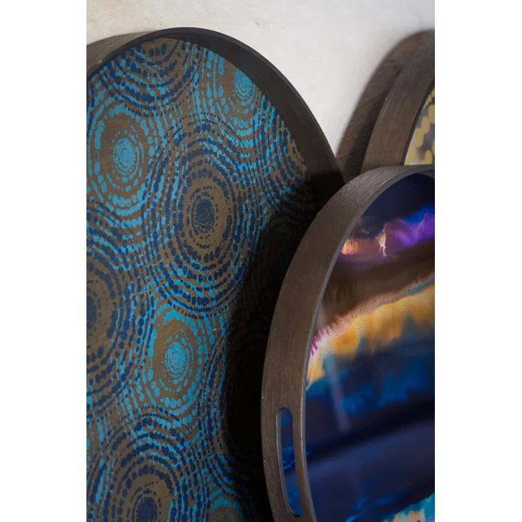 19-Inch Indigo Mirror Glass Decorative Tray