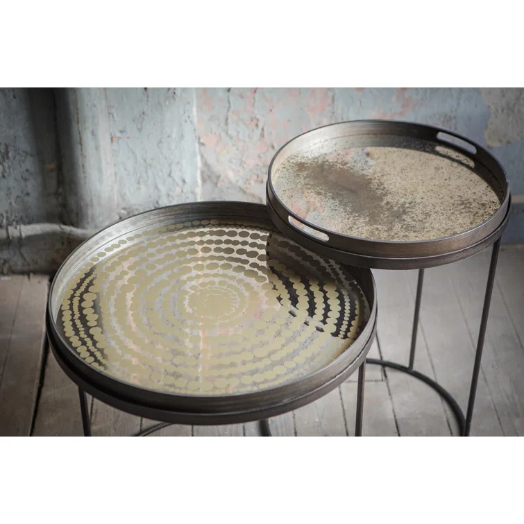 Small Clear Mirror Decorative Tray with Aged Finish