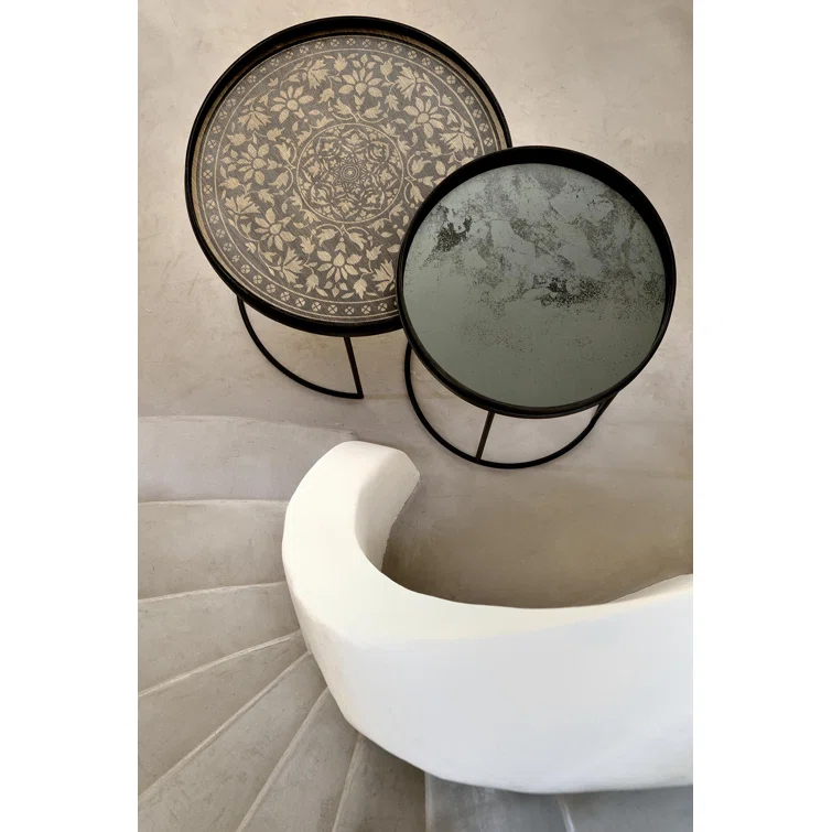 Small Clear Mirror Decorative Tray with Aged Finish