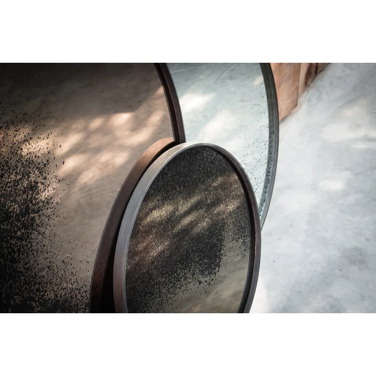 Small Bronze Mirror Round Decorative Tray