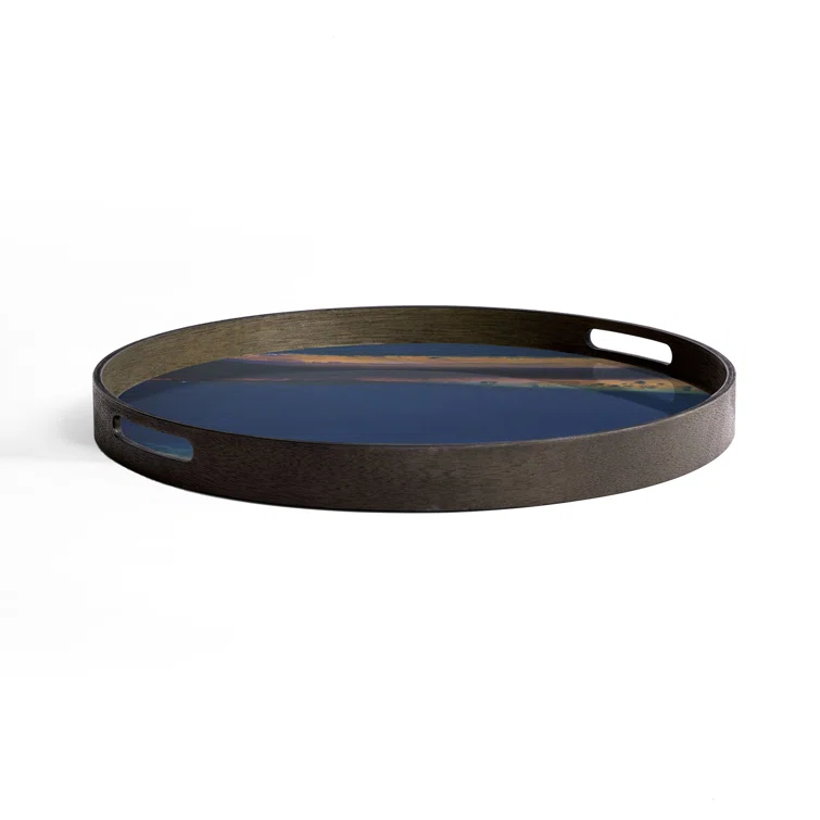 19-Inch Indigo Mirror Glass Decorative Tray