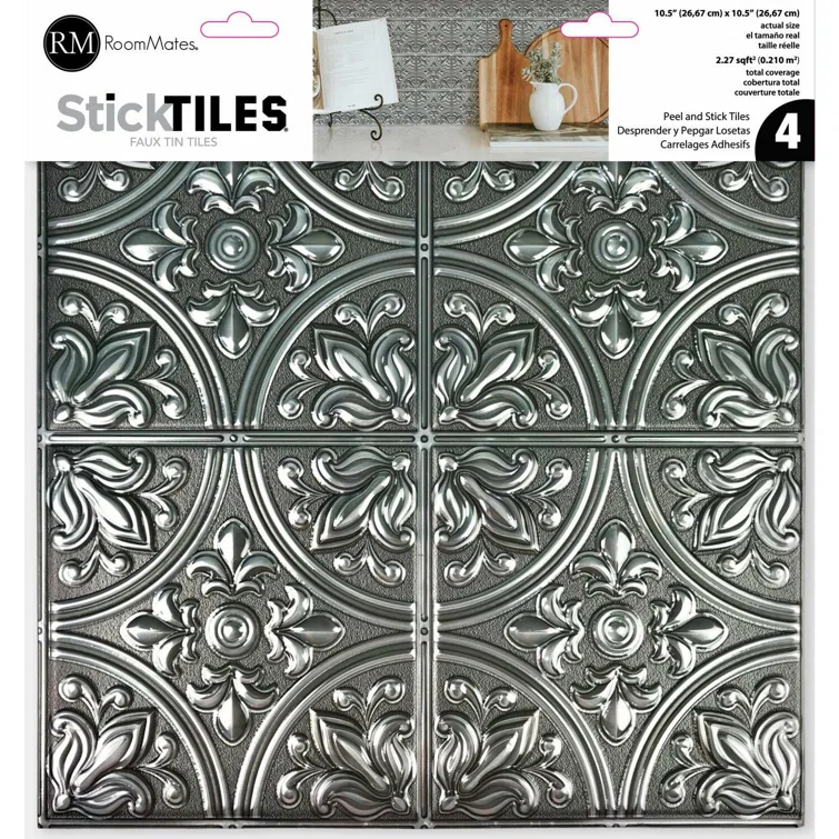10.5'' W x 10.5'' L PVC Peel and Stick Field Tile