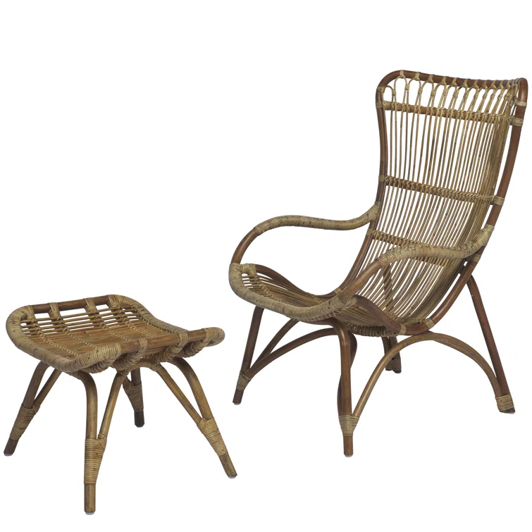 Monet Highback Rattan Lounge Chair and Footstool