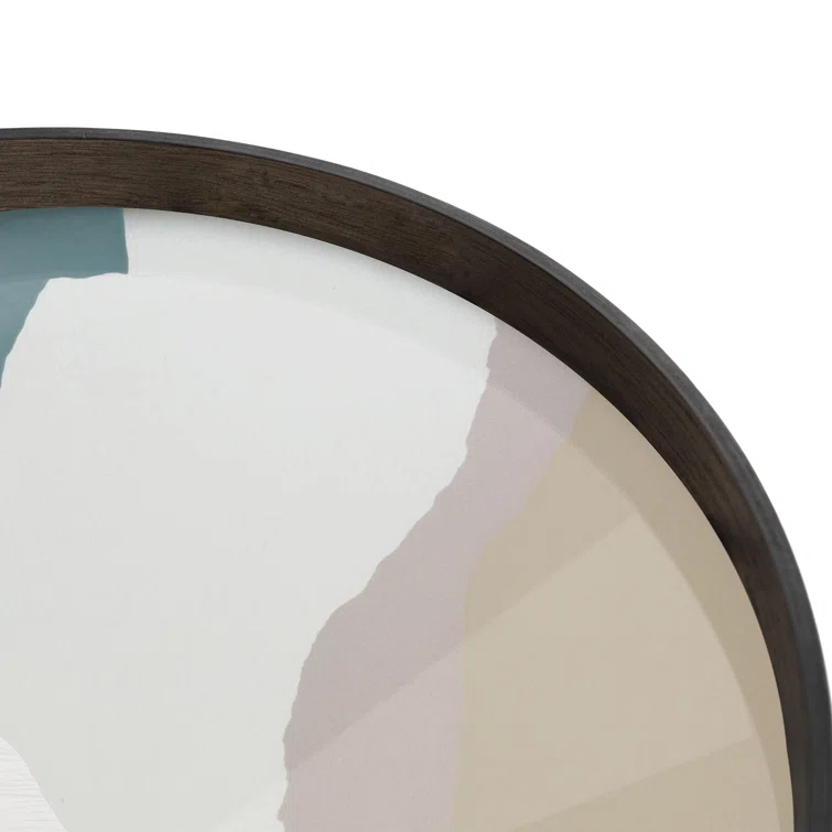 Slate Wabi Sabi Round Glass Tray with Autumn Tones, 24.5 Inch
