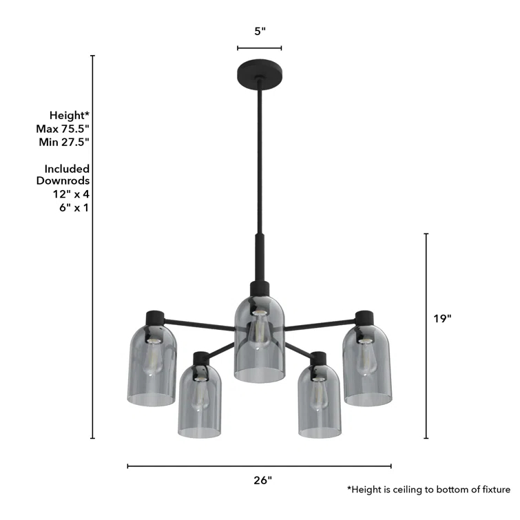 Lochemeade 5 - Light Unique / Statemen Cylinder Chandelier