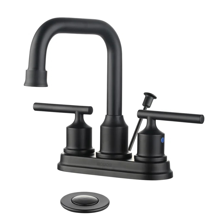 Centerset 2-handle Bathroom Faucet with Drain Assembly
