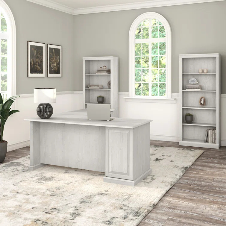 Saratoga 3 Piece L-Shape Computer Desk and Bookcase Office Set