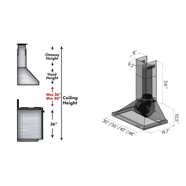 ZLINE 30 in. Designer Series Convertible Vent Wall Mount Range Hood (8KBB-30)