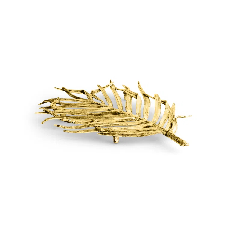 Luxurious Antique Gold Palm Leaf Textured Trivet
